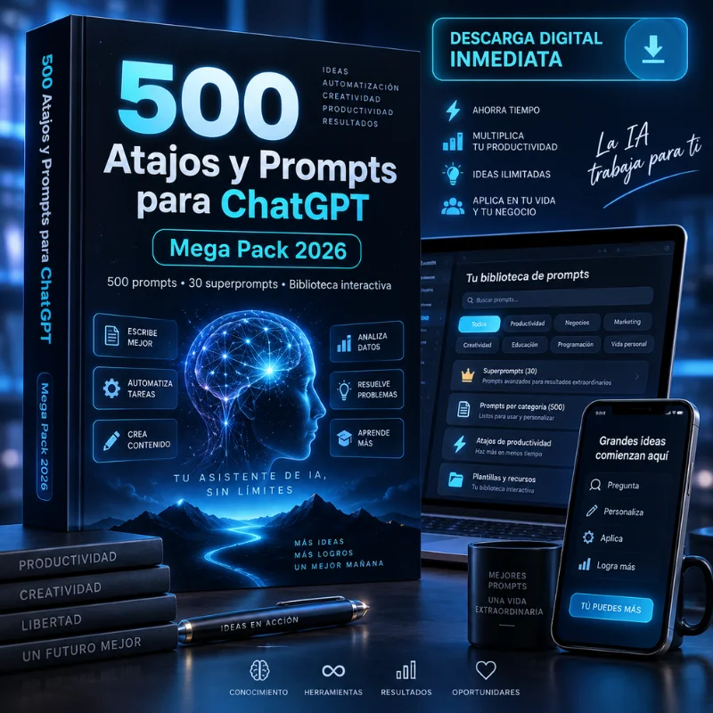 500 Atajos y Prompts para ChatGPT — Mega Pack 2026
